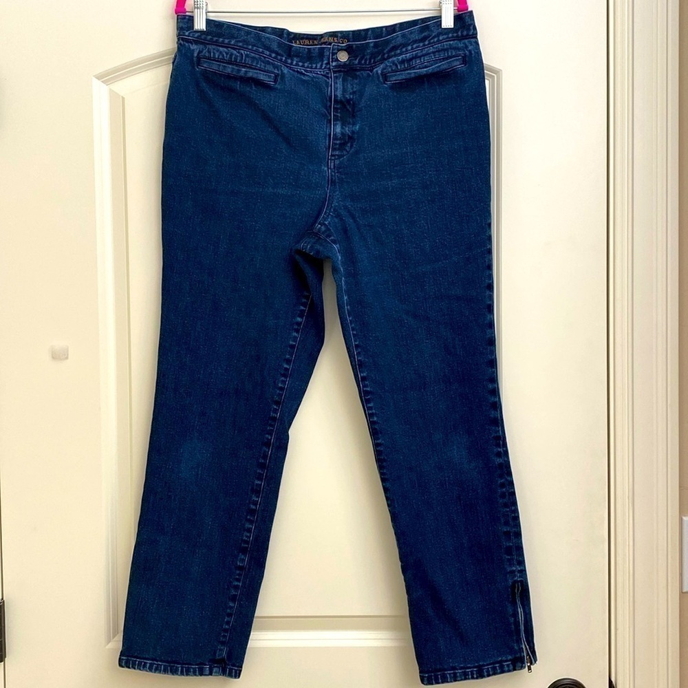 Ralph Lauren Jeans Company Denim blue Jeans Womens 14 straight Stretch Preppy